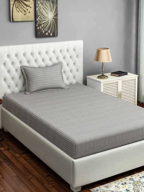 URBAN SPACE Silver-Toned Striped 220 TC Cotton 1 Single Bedsheet with 1 Pillow Covers
URBAN SPACE Silver-Toned Striped 220 TC Cotton 1 Single Bedsheet with 1 Pillow Covers