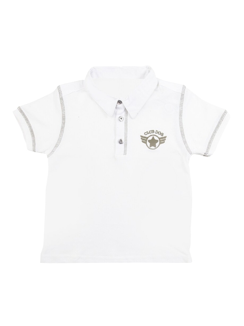 armure Boys White Solid Polo Collar T-shirt