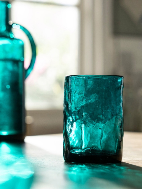 ellementry Set Of 2 Sea Green Solid Deep Tumbler Glasses