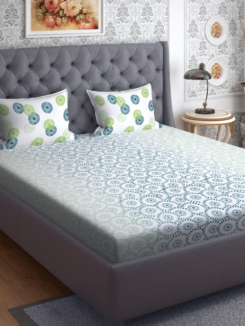 CORE Designed by SPACES Green & White Floral 144 TC Cotton 1 Queen Bedsheet with 2 Pillow Covers
CORE Designed by SPACES Green & White Floral 144 TC Cotton 1 Queen Bedsheet with 2 Pillow Covers