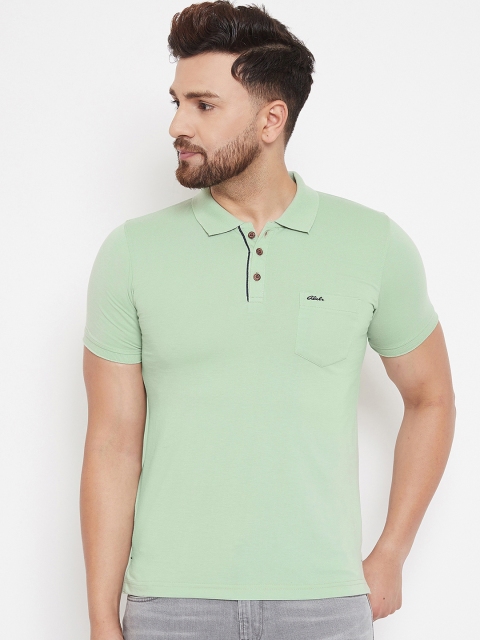 Adobe Men Mint Green Solid Polo Collar T-shirt