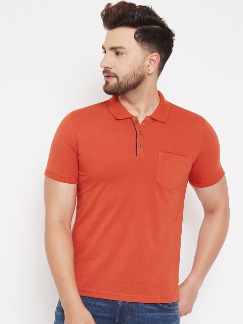 Adobe Men Rust Red Solid Polo Collar T-shirt