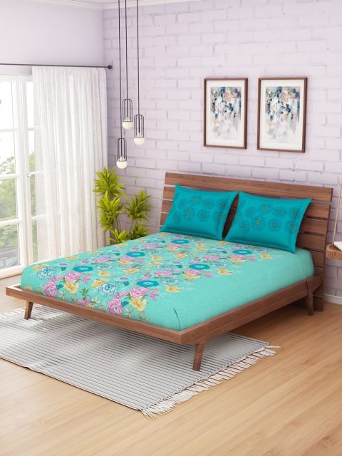 CORE Designed by SPACES Turquoise Blue & Yellow Floral 210 TC Cotton 1 Queen Bedsheet with 2 Pillow Covers
CORE Designed by SPACES Turquoise Blue & Yellow Floral 210 TC Cotton 1 Queen Bedsheet with 2 Pillow Covers