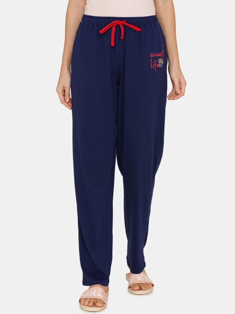 Zivame Women Navy Blue Solid Lounge Pants