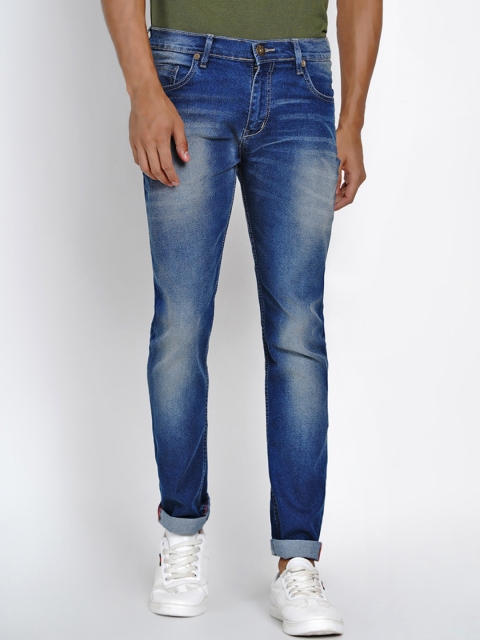 Dais Men Blue Slim Fit Mid-Rise Clean Look Stretchable Jeans