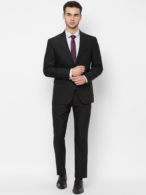Allen Solly Men Black Solid Slim-Fit Single-Breasted Formal Two Piece Suit