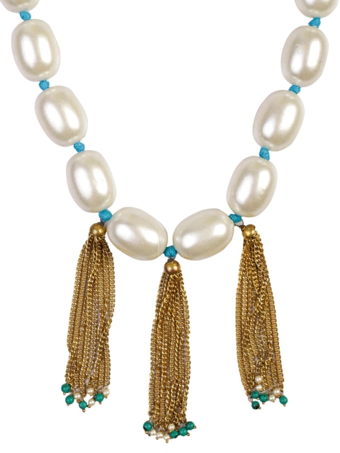 DUGRISTYLE pearl oval chain, White