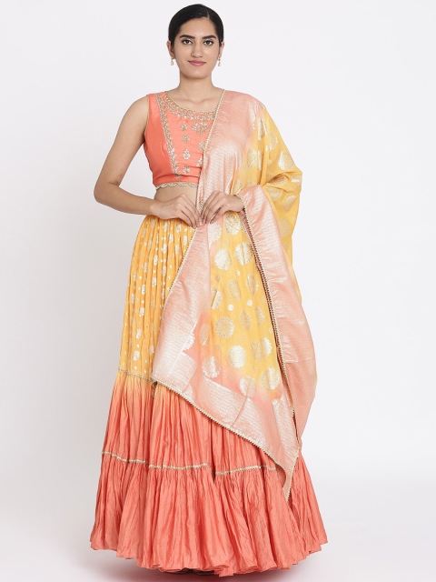 Koskii Yellow & Peach-Coloured Embroidered Ready to Wear Lehenga & Blouse with Dupatta
Koskii Yellow & Peach-Coloured Embroidered Ready to Wear Lehenga & Blouse with Dupatta