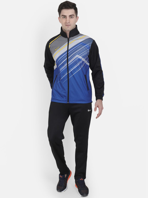 VEGA Men Black & Blue Printed Sports Tracksuit 
VEGA Men Black & Blue Printed Sports Tracksuit