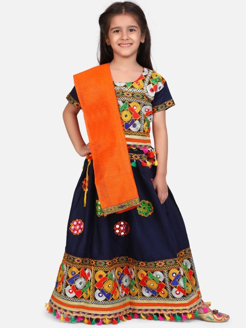 BownBee Girls Navy Blue & Orange Embroidered Ready to Wear Lehenga & Blouse with Dupatta
BownBee Girls Navy Blue & Orange Embroidered Ready to Wear Lehenga & Blouse with Dupatta