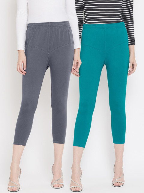 Tulsattva Women Pack Of 2 Solid Three-Fourth Length Leggings, Grey
Tulsattva Women Pack Of 2 Solid Three-Fourth Length Leggings, Grey
