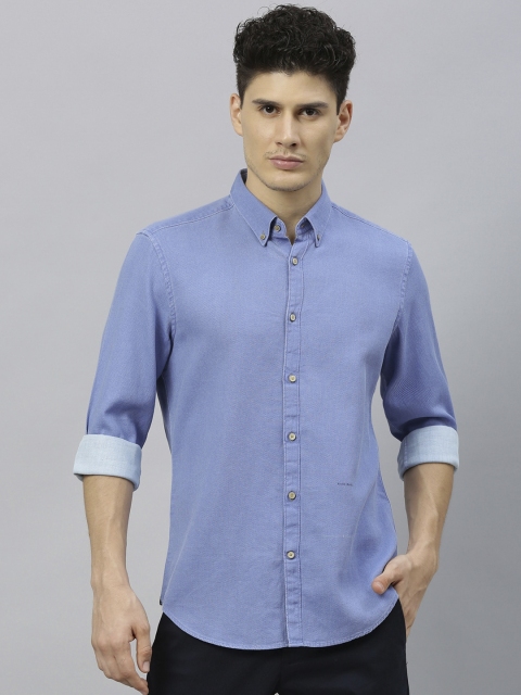 RARE RABBIT Men Blue Tailored Fit Solid Casual Shirt
