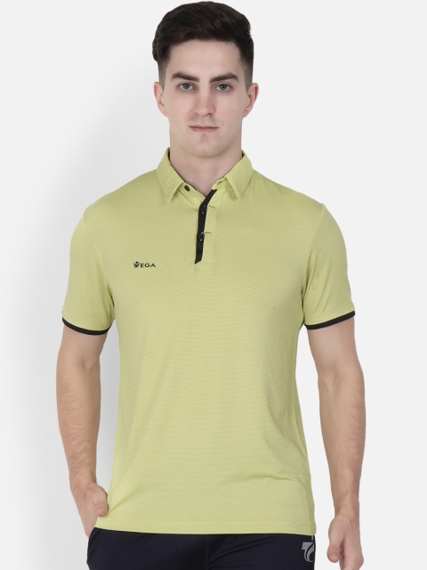 VEGA Men Lime Green Solid Polo Collar T-shirt