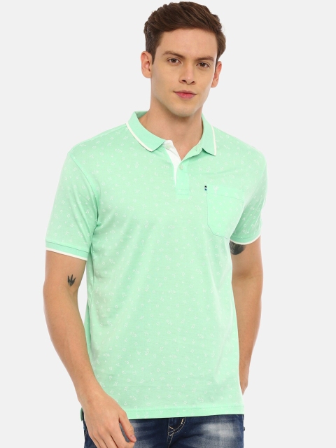 Classic Polo Men Sea Green Solid Polo Collar T-shirt