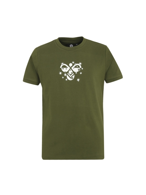 hummel Kids Green & White Printed Round Neck T-shirt