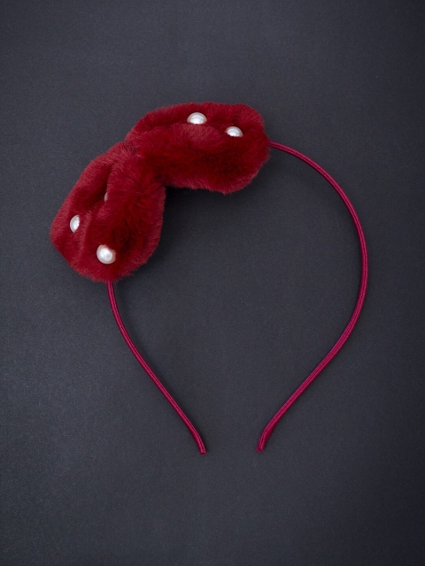 Golden Peacock Red Fur Hairband