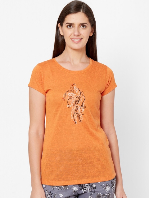 Juliet Women Orange Printed Lounge T-Shirt