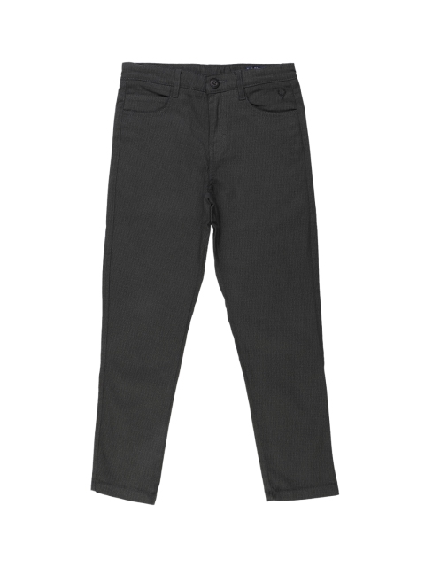 Allen Solly Junior Boys Grey Regular Fit Self Design Regular Trousers