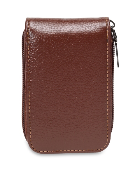 Apsis Unisex Tan Brown Solid Leather Card Holder