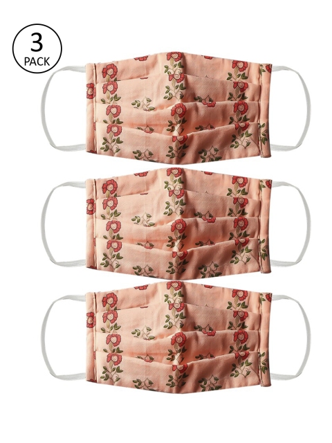 Bellofox Unisex 3Pcs 3Ply Protective Outdoor Face Masks, Peach