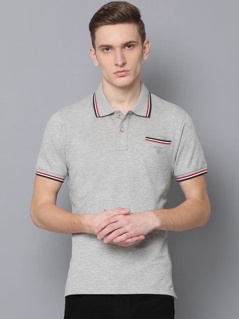 GANT Men Grey Solid Polo Collar T-shirt