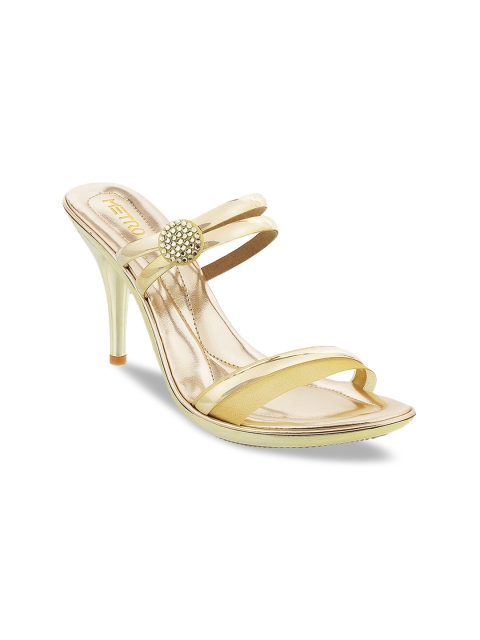 Metro Women Gold-Toned Embellished Heels