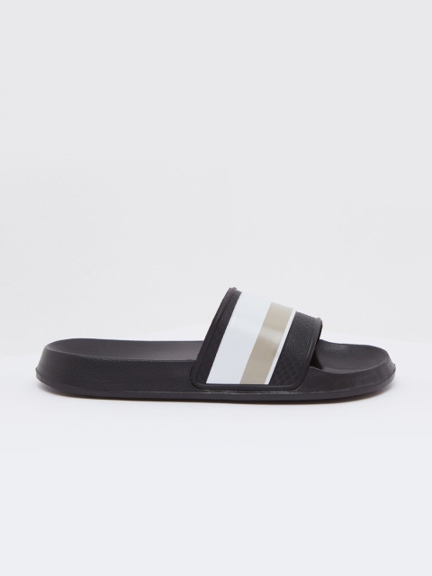shoexpress Men Black & White Colourblocked Sliders