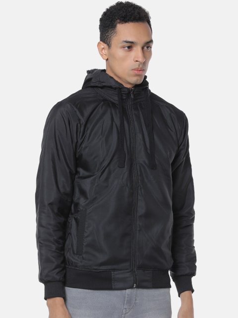 Campus Sutra Men Black Solid Windcheater Bomber
