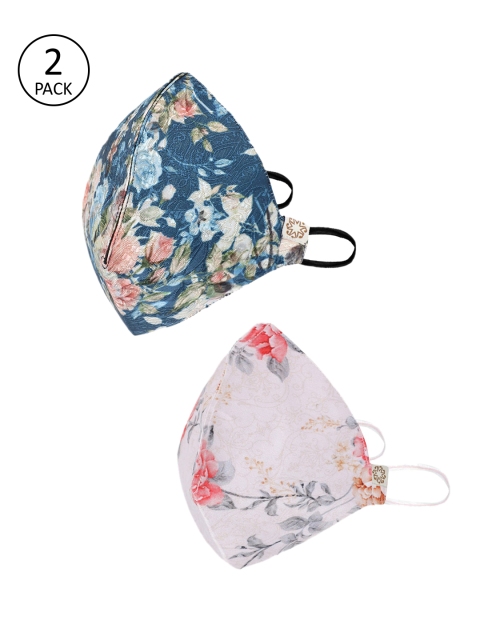 VASTRAMAY Unisex Pink & Blue Pack of 2 Reusable 4-Ply Cloth Masks