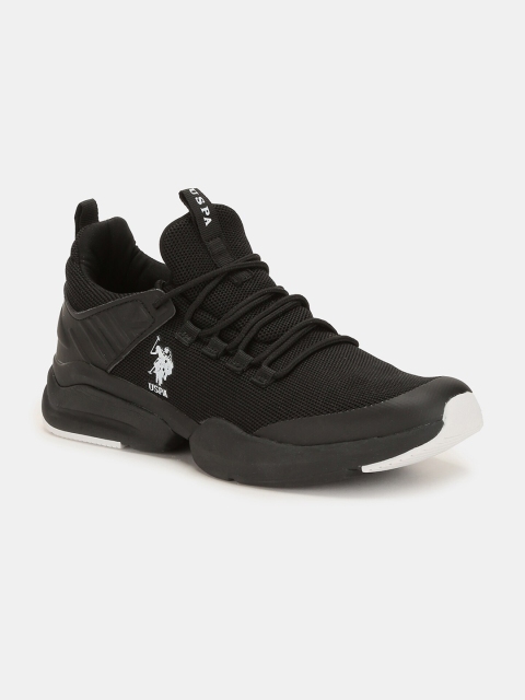 U.S. Polo Assn. Men Black Textile Walking Shoes