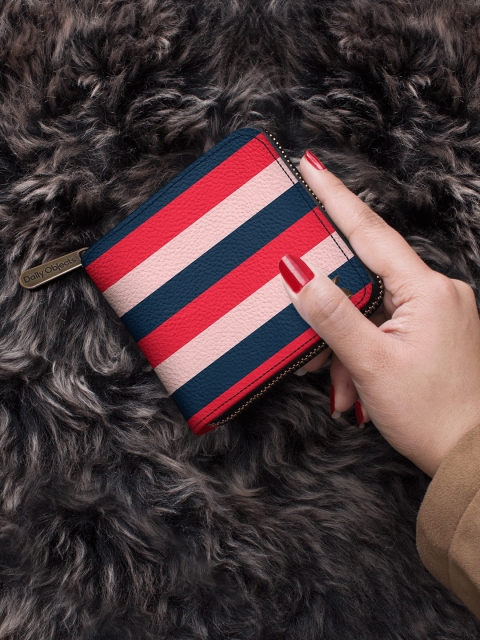 DailyObjects Women Blue & Pink Striped Zip Around Wallet