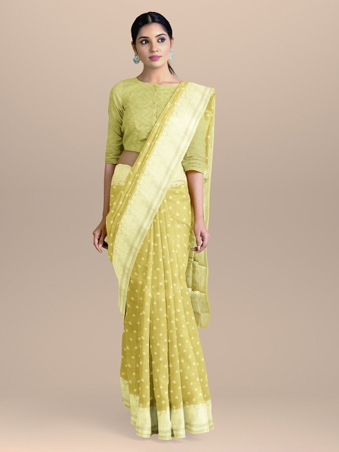 BharatSthali Green & Gold-Coloured Silk Cotton Woven Design Banarasi Sustainable Saree
BharatSthali Green & Gold-Coloured Silk Cotton Woven Design Banarasi Sustainable Saree