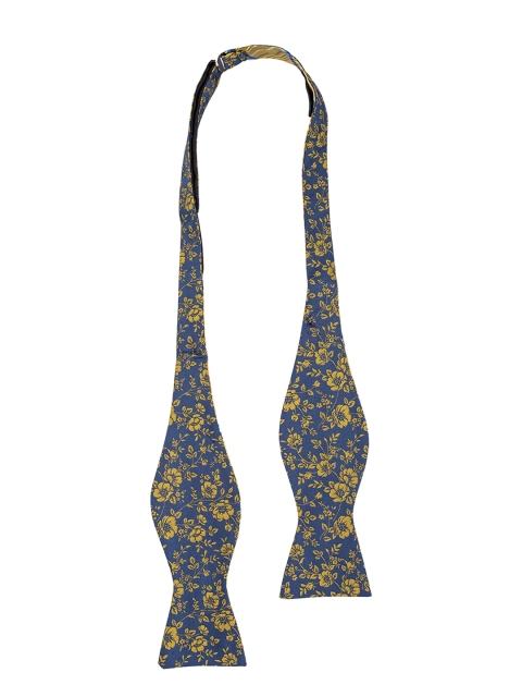 The Tie Hub Yellow & Blue Reversible Floral Print Ascot Tie