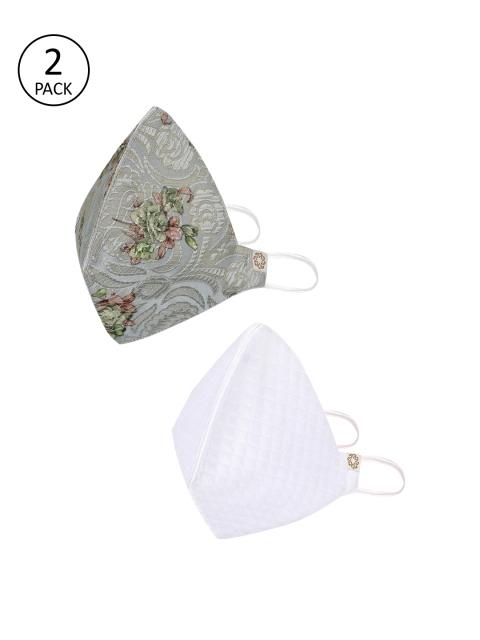 VASTRAMAY Unisex 2 Pcs 4-Ply Anti-Pollution Reusable Cloth Masks, White
