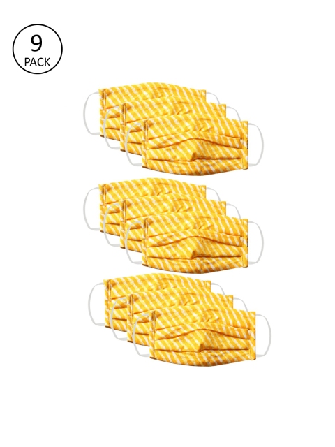 Bellofox Unisex Pack of 9 Pcs Yellow & White Leheriya Reusable 3-Ply Outdoor Cloth Masks
Bellofox Unisex Pack of 9 Pcs Yellow & White Leheriya Reusable 3-Ply Outdoor Cloth Masks