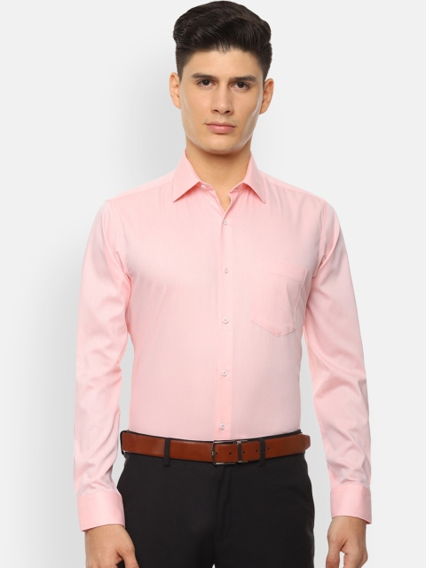 Van Heusen Men Pink Regular Fit Self Design Formal Shirt