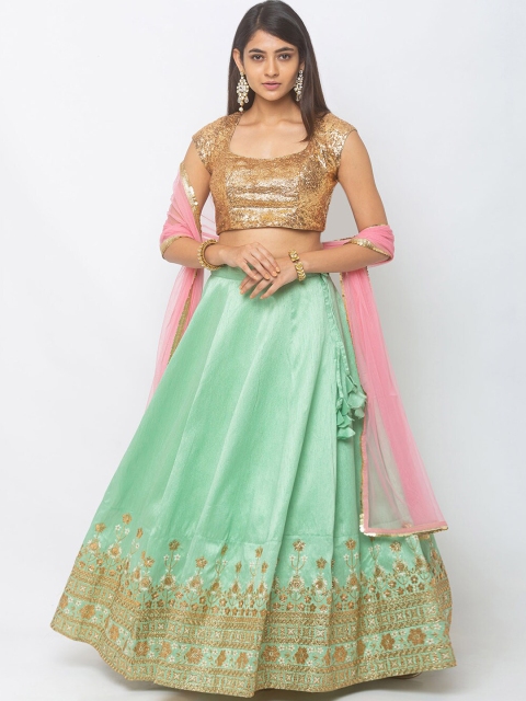 6Y COLLECTIVE Sea Green & Gold-Toned Embellished Ready to Wear Lehenga & Unstitched Blouse with Dupatta
6Y COLLECTIVE Sea Green & Gold-Toned Embellished Ready to Wear Lehenga & Unstitched Blouse with Dupatta