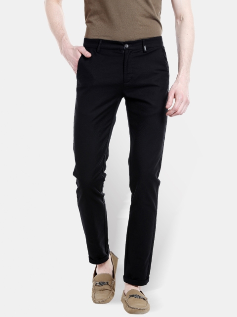 Rex Straut Jeans Men Black Slim Fit Solid Chinos