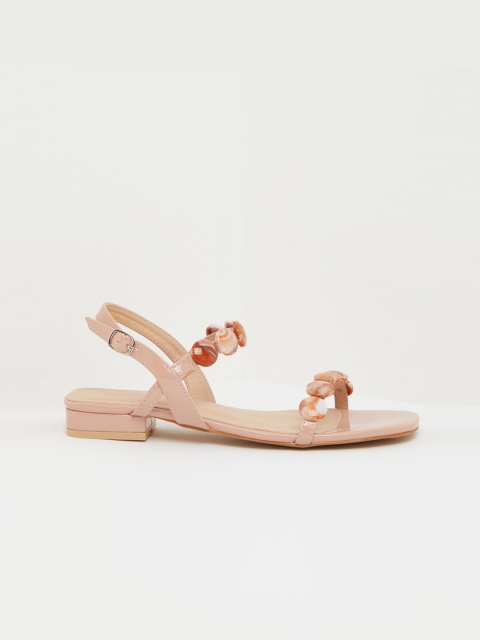 shoexpress Women Pink Embellished Open Toe Flats