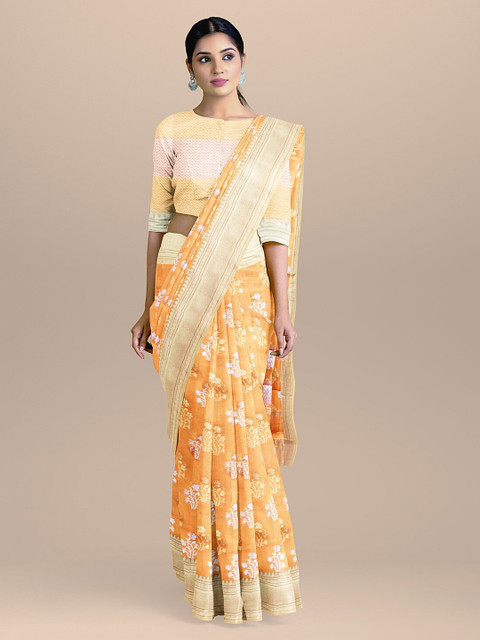 BharatSthali Orange & Beige Silk Cotton Woven Design Handloom Banarasi Sustainable Saree 
BharatSthali Orange & Beige Silk Cotton Woven Design Handloom Banarasi Sustainable Saree