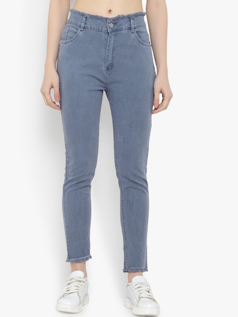 Perfect Outlet Women Grey Skinny Fit High-Rise Clean Look Cropped Jeans