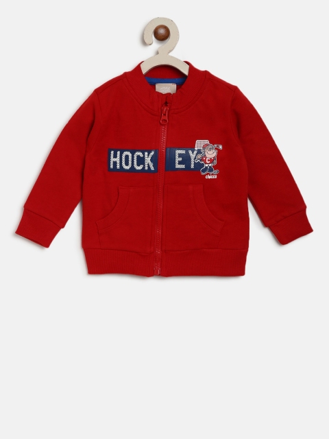 Chicco Infant Boys Red & Blue Printed Cardigan Sweater
