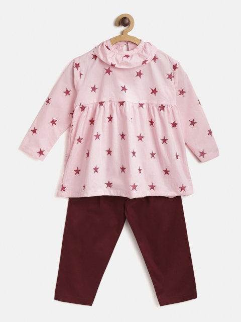 YK Kids Pink & Maroon Printed Night Suit KCN-389A