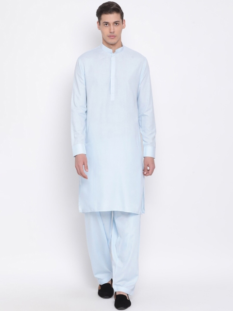 VASTRAMAY Men Blue Solid Kurta with Pyjamas