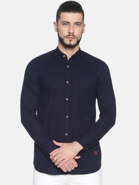 Campus Sutra Men Navy Blue Classic Regular Fit Solid Casual Shirt
