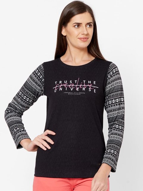 Juliet Women Black & White Printed Lounge T-Shirt