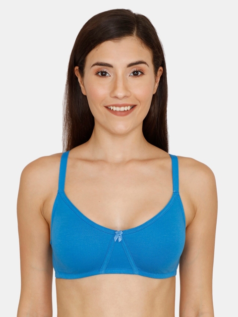 Zivame Blue Solid Non-Wired Non Padded T-shirt Bra ZI10EJFASH0BLUE