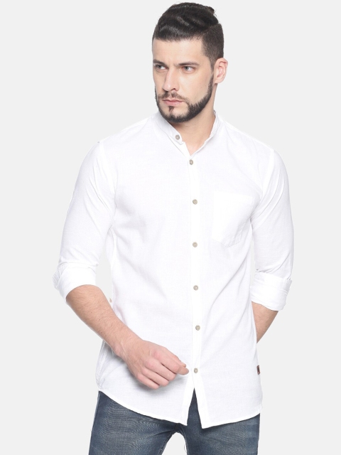 Campus Sutra Men White Classic Regular Fit Solid Casual Shirt