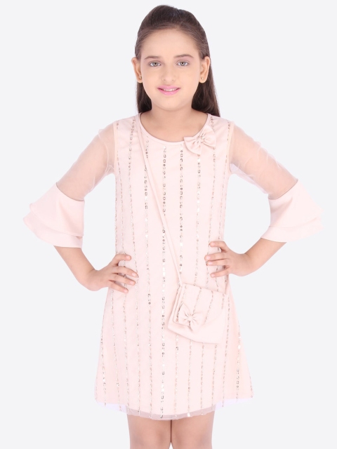 CUTECUMBER Girls Pink Sequin Embellished Sheath Dress