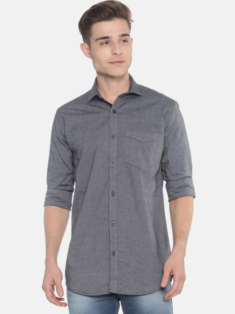 Campus Sutra Men Charcoal Classic Regular Fit Solid Casual Shirt